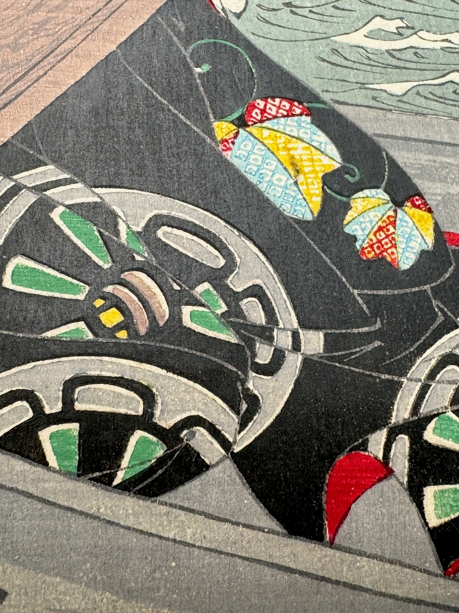 Estampe japonaise de yoshitoshi barque ariko détail relief