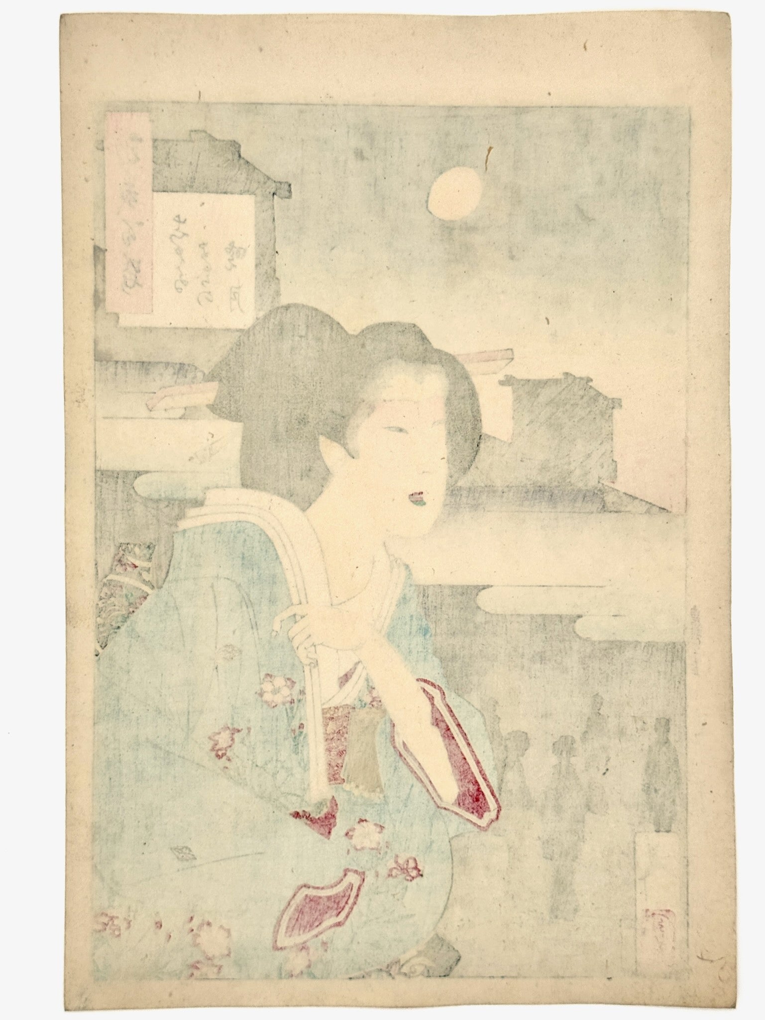 Estampe japonaise de yoshitoshi femme quartier theatre