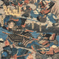 Estampe Japonaise triptyque de Yoshitora représentant les guerriers des clans Takeda et Uesugi s'affrontant pendant la bataille de Kawanakajima, détail de Arakawa Nagazane