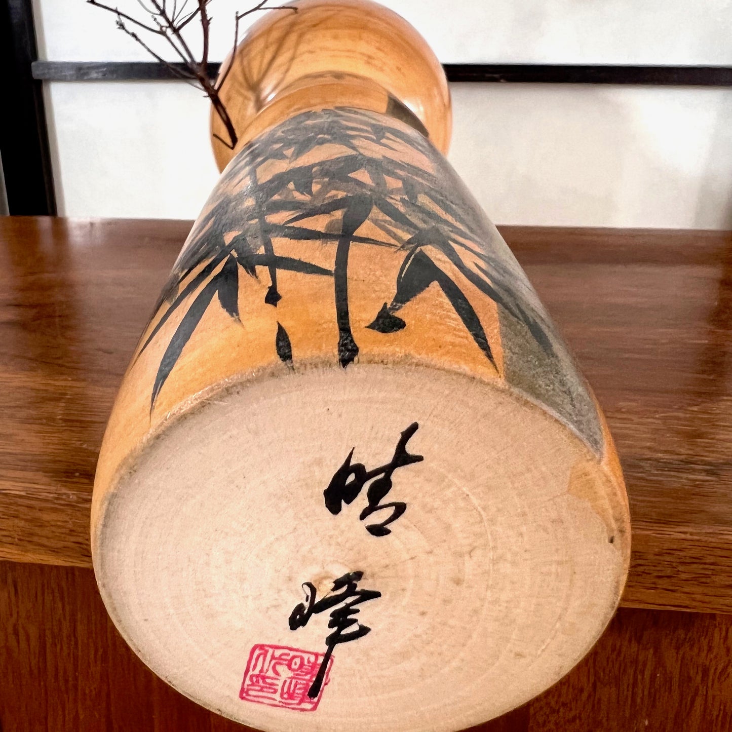 poupee japonaise kokeshi de aida seiho decor bambou signature