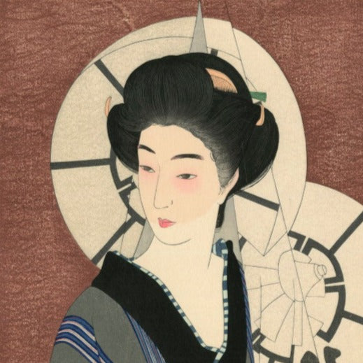 Estampe japonaise femme sortant du bain kotondo