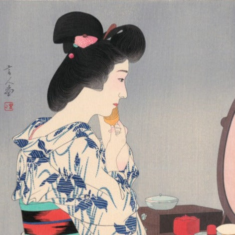 Estampe japonaise Kotondo kimono d'été potrait femme aperçu