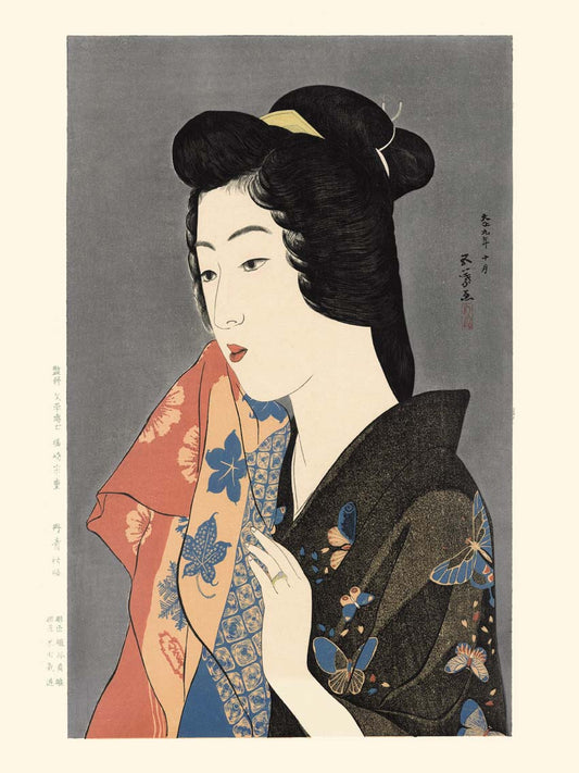 Femme avec une serviette de Goyo Hashiguchi | Reproduction Fine Art -