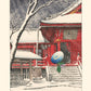 estampe japonaise paysage de neige temple rouge de Hasui, reproduction Fine Artneige 