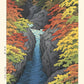 reproduction estampe japonaise paysage automne Hasui Kawase les Gorges bleues de la riviere Azuma et les tons flamboyant automnale de la végétation autour