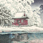 hasui kawase temple rouge sous la neige inokashira parc