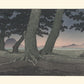 estampe japonaise paysage arbres sur la plage de kaiganji de Hasui Kawase