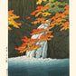 reproduction estampe japonaise de hasui, la cascade de senju à l'automne