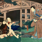 estampe japonaise de hirosada scene theatre kabuki histoire de vengeance japanese print ecole osaka