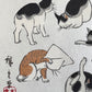 Estampe Japonaise de Hiroshige Postures de Chats signature