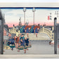 estampe japonaise procession traversant le pont Nihonbashi à Tokyo