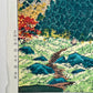 estampe japonaise la montagne blanche apparait au milieu d'une végétation riche et colorée, l'éditeur