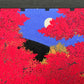 estampe japonaise contemporaine érables rouges à l'automne, nuit de pleine lune