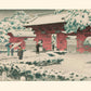 estampe japonaise neige porte rouge Université de Tokyo reproduction tirage d'art