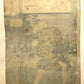 Estampe japonaise kuniyoshi serie dit du genji un homme de dos, une geisha en ombre chinoise dans un cartouche, dos de l'estampe