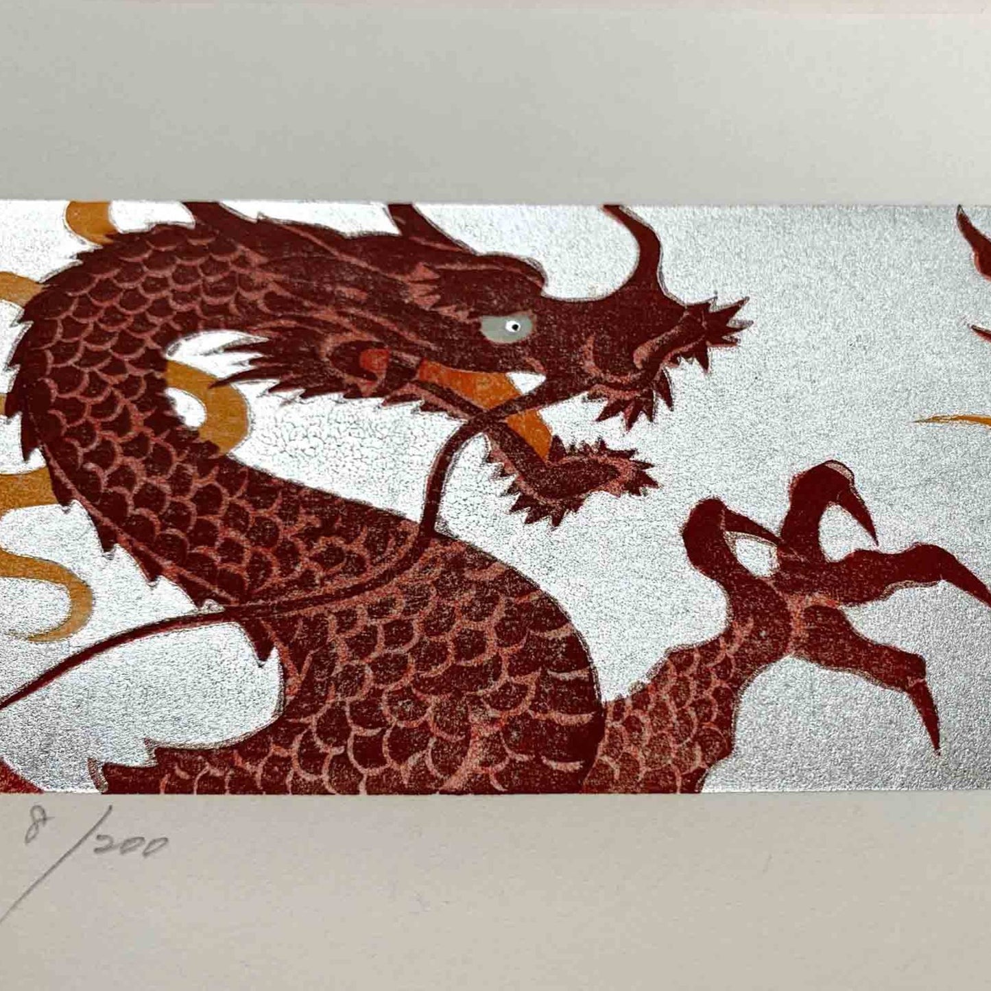 estampe japonaise contemporaine de namiki hajime deux dragons rouges 