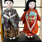 poupées japonaises traditionnelles Ichimatsu couple jeune fille et jeune garçon en kimono de brocart de soie