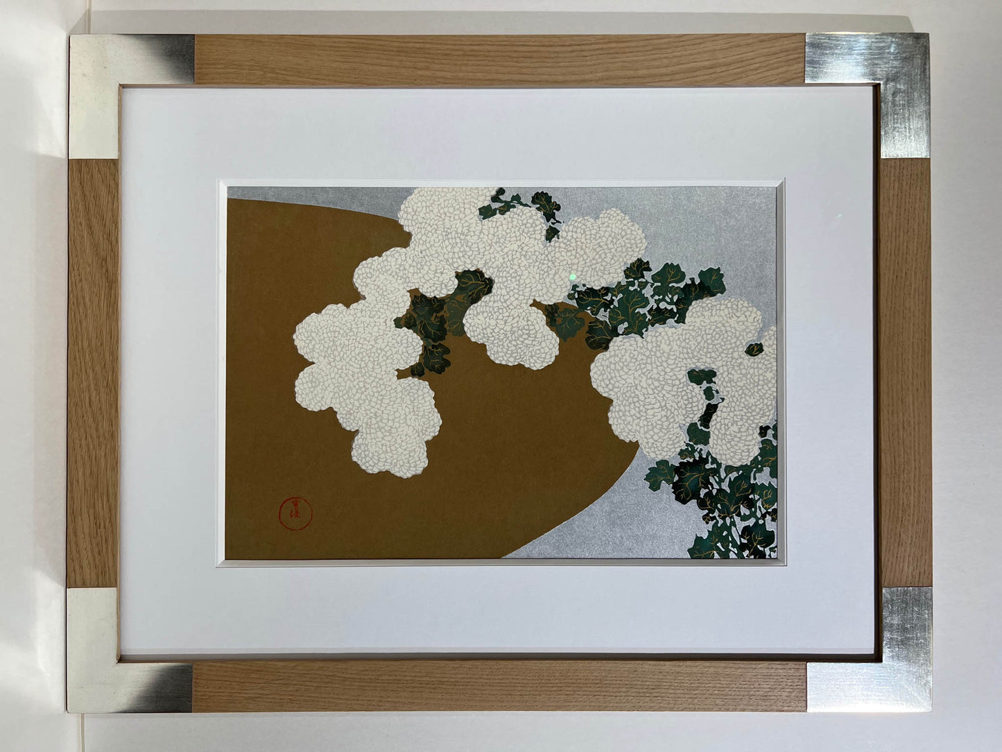 Estampe Japonaise Encadrée de Kamisaka Sekka - Chrysanthèmes