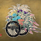 estampe japonaise shin hanga de tasaburo takahashi chariot de fleurs  d'été, gros plan sur les fleurs
