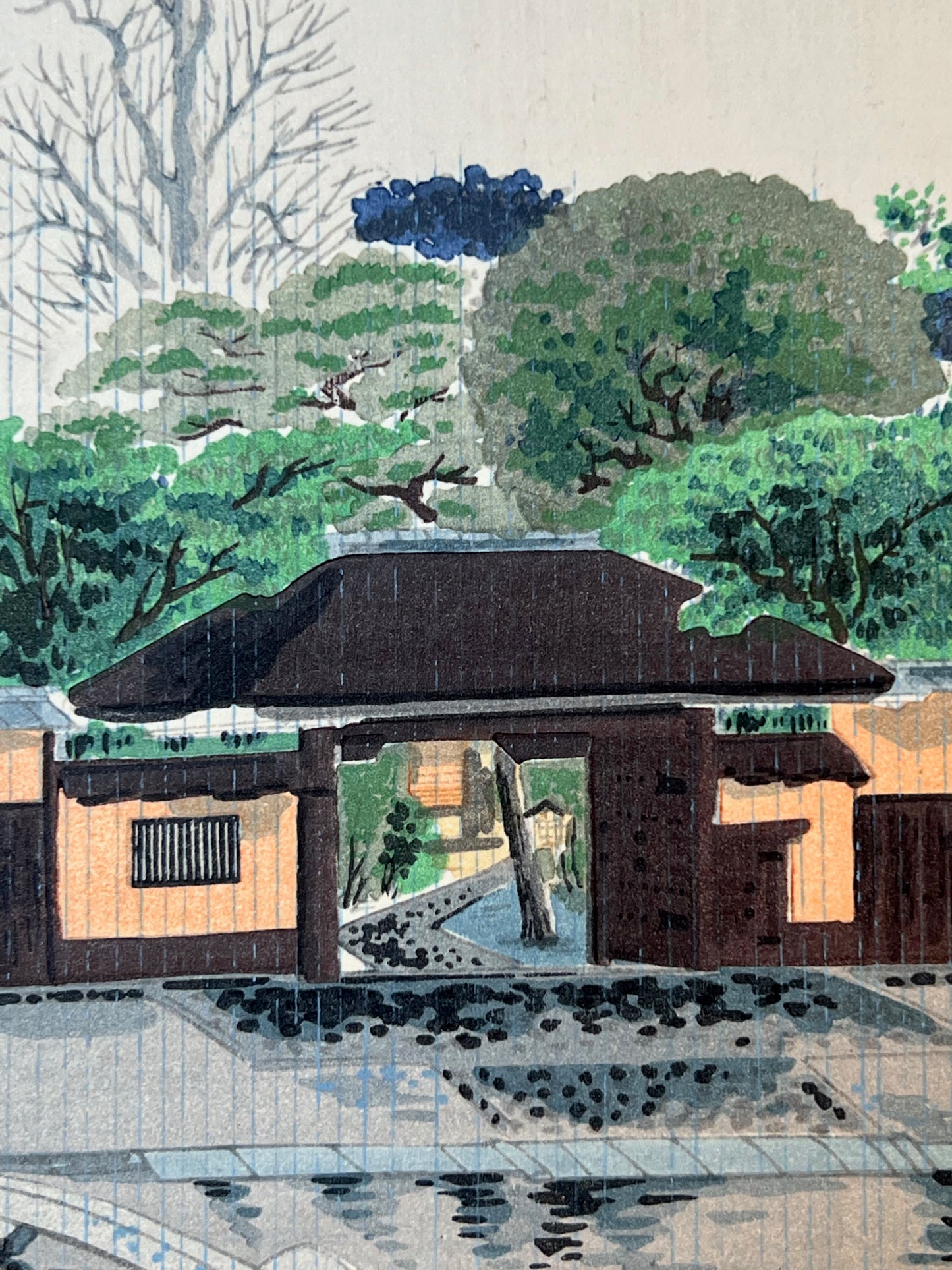Estampe Japonaise de Tokuriki Tomikichiro | Série des 12 mois à Kyoto, juin,sado senke porte entrée