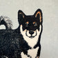 estampe japonaise chien de chiba, tête du chien