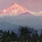 estampe japonaise vue montagne lumiere printemps rose, détail montagne
