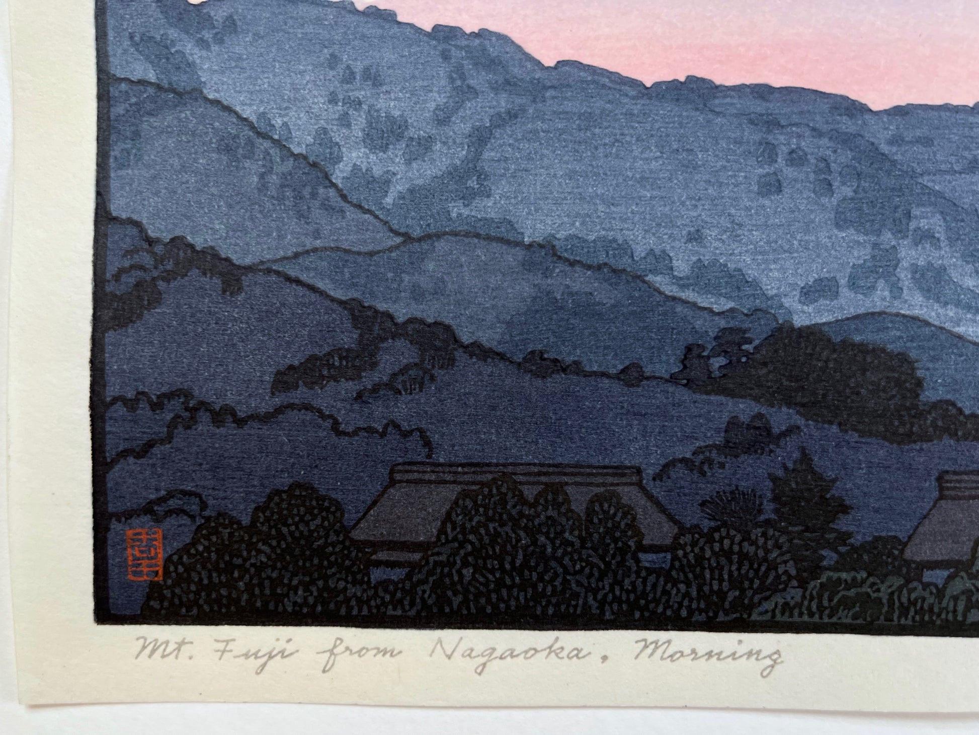 estampe japonaise paysage Lever du jour sur le Mont Fuj, le titre