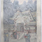 estampe japonaise de Yoshida Toshi représentant la porte Okaramon du temple Toshogu à Nikko, encadrée, dos de l'estampe